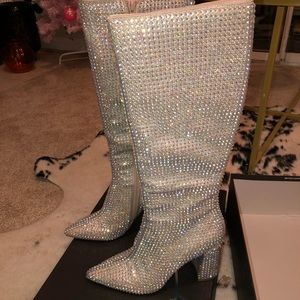 NWB Rhinestone Betsey Johnson knee high boots